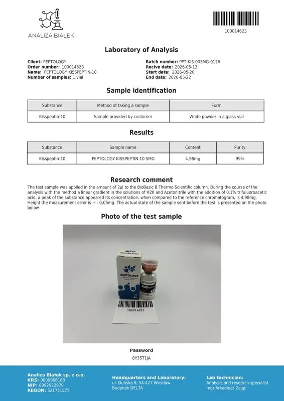 Kisspeptin-10 5 mg/10 mg – Peptide regulator of the hormonal axis (GnRH stimulator) – image 2