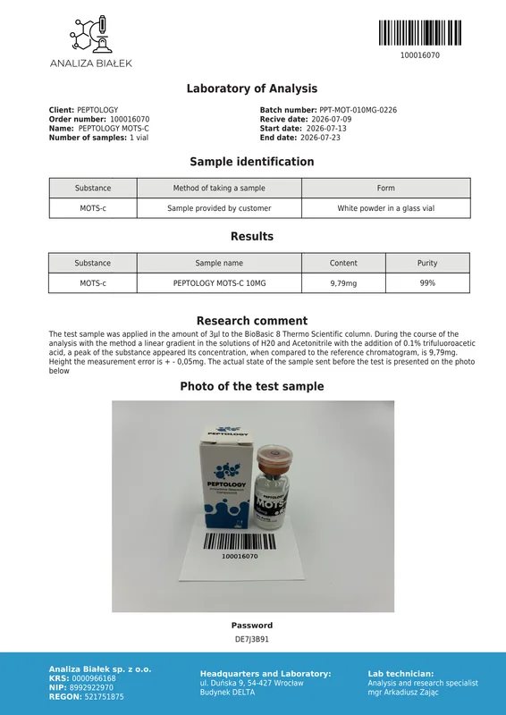 MOTS-c 10 mg / 50 mg – Mitochondria-derived peptide for research – image 2