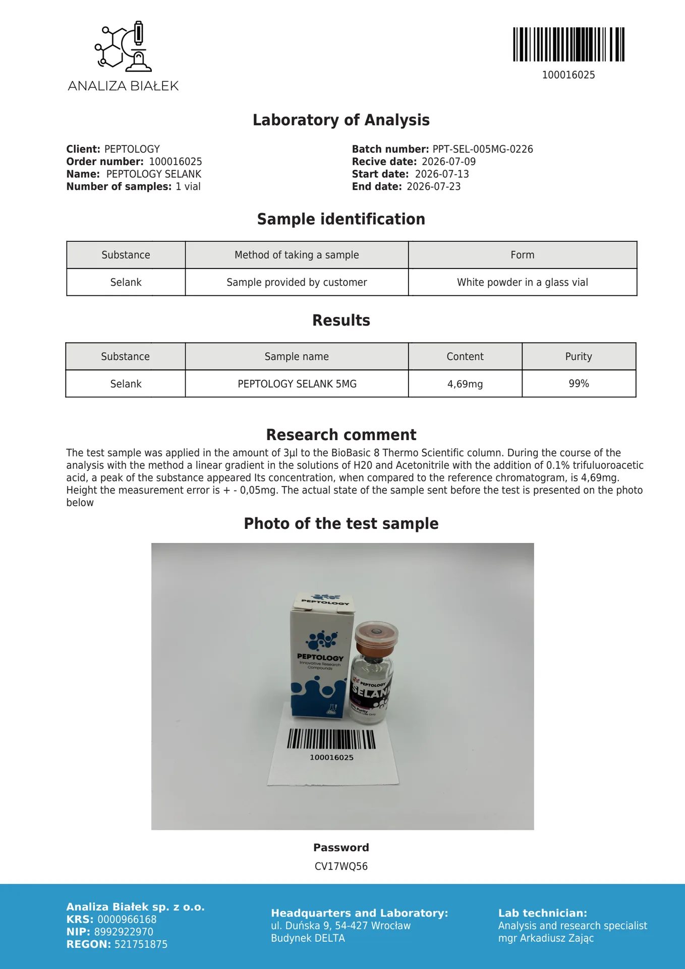 Selank 5mg/10mg – Synthetic tuftsin analogue for research – image 2