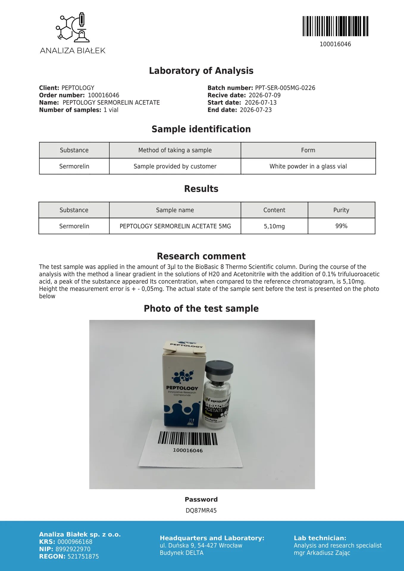 Sermorelin Acetate 5 mg – Growth hormone stimulator (GHRH) – image 2