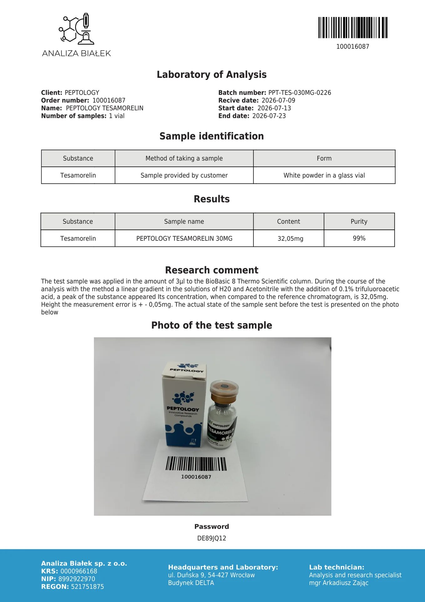 Tesamorelin 10mg/30mg – GHRH analogue for laboratory research – image 3