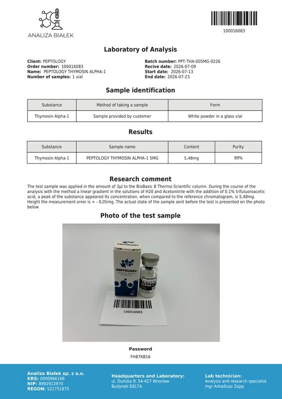 Thymosin Alpha-1 5 mg / 10mg – Thymic peptide (thymalfasin) – image 2